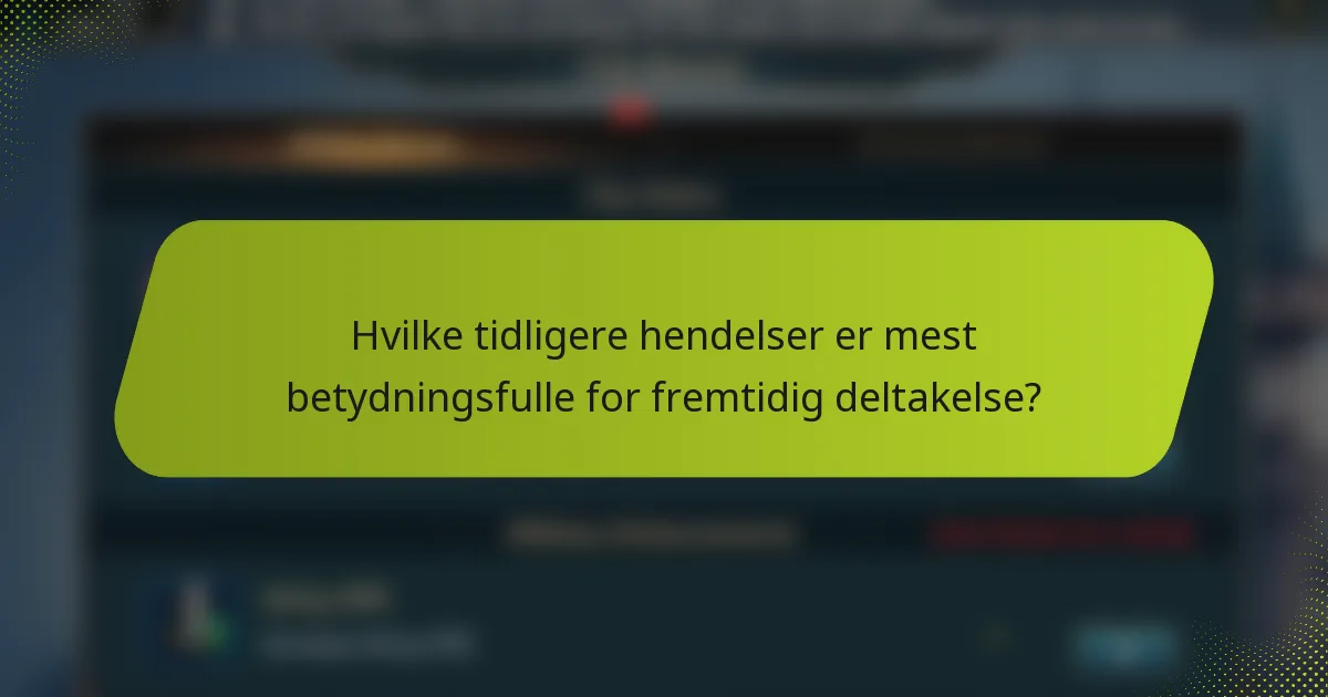 Hvilke tidligere hendelser er mest betydningsfulle for fremtidig deltakelse?